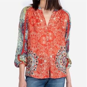 JOHNNY WAS Silk Ellen button up floral Shirt Size Medium